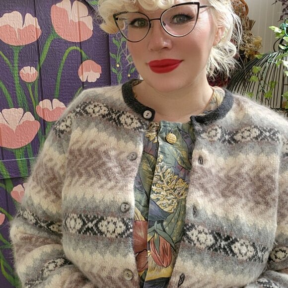 Vintage Valerie Stevens Furblend Angora & Lambswool Button Up Cardigan Sweater - Picture 15 of 15